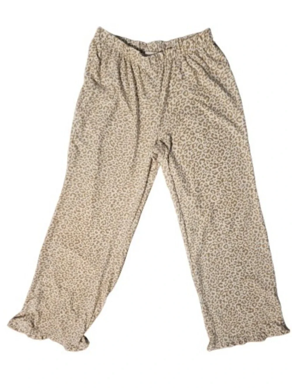 Soft 3 Piece beige leopard-print pajama set